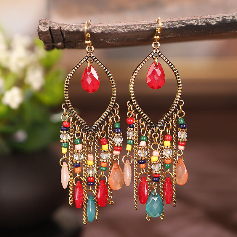 New Antique Gold Plated Long Tassel Earrings For Women - Hair Your Lux