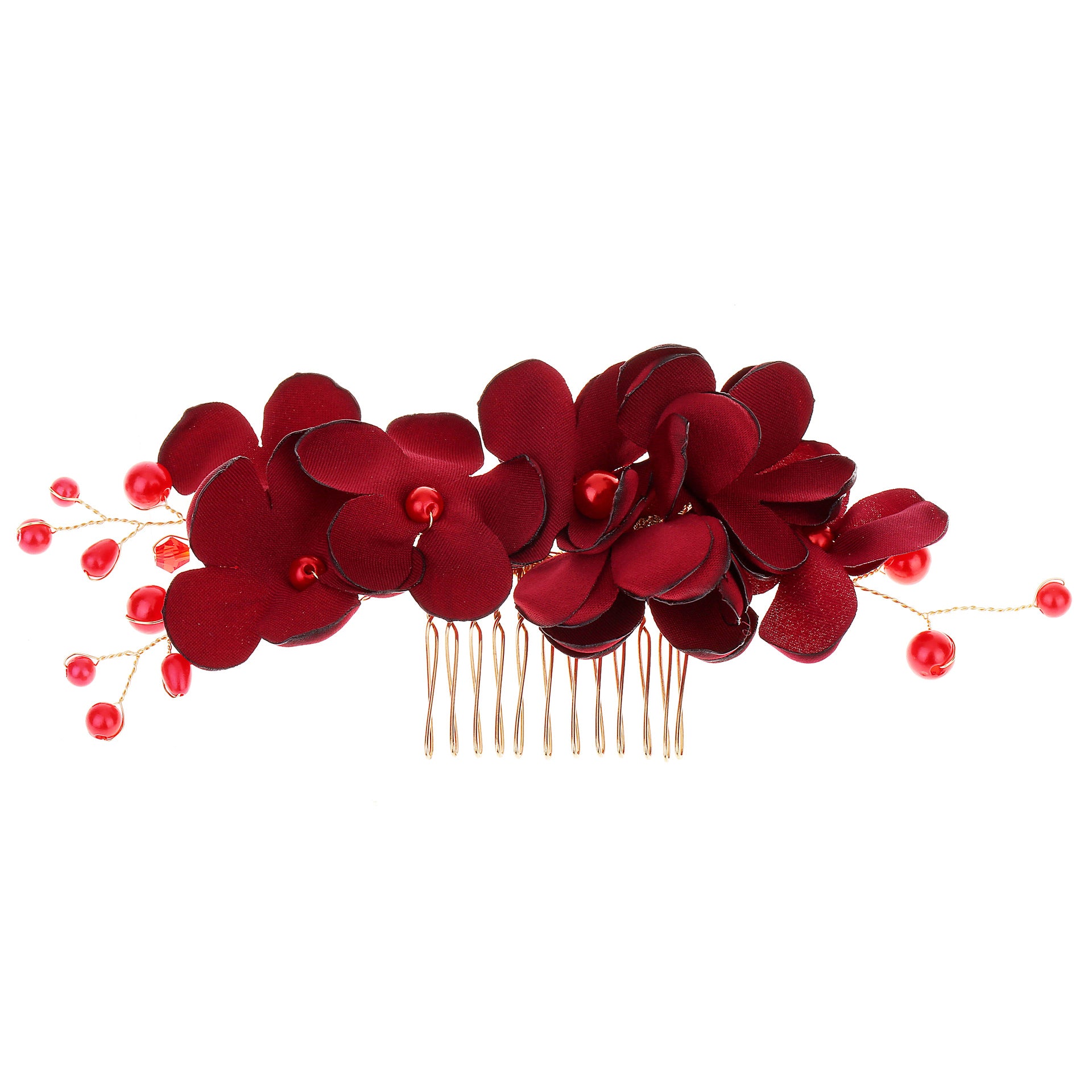 Flower cloth pearl hair comb - Hair Your Lux