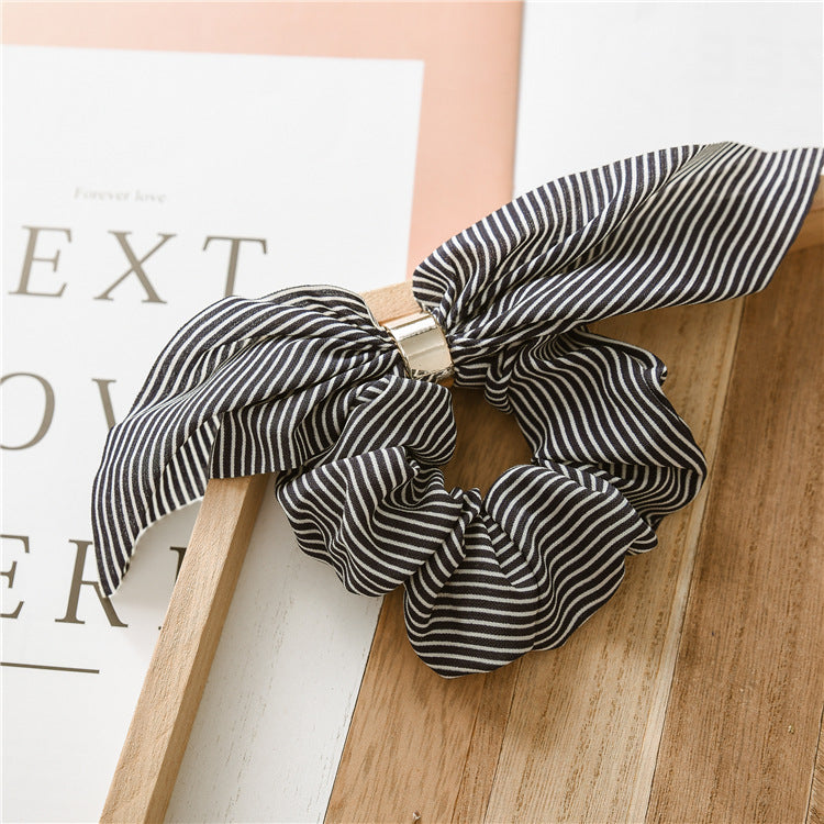 Rabbit Ear Chiffon Metal Hair Ring - Hair Your Lux