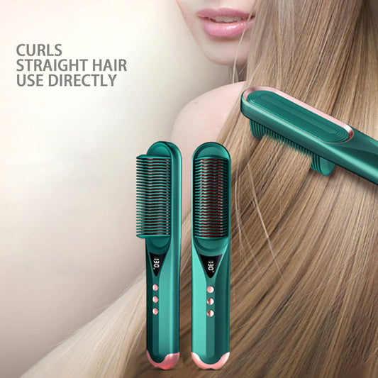 Hair Straightener Brush Hair Straightening Hot Brush Fast Smoothing Brush Green - Hair Your Lux