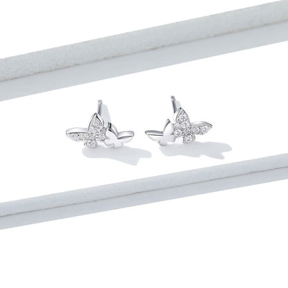 S925 Silver Butterfly Plated Platinum Earrings For Women - Hair Your Lux