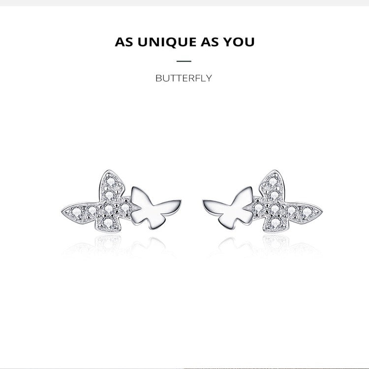 S925 Silver Butterfly Plated Platinum Earrings For Women - Hair Your Lux