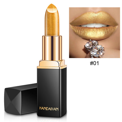 Shiny Metallic Lipstick Pearlescent Color Temperature Change Lipstick Gilt Lipstick - Hair Your Lux