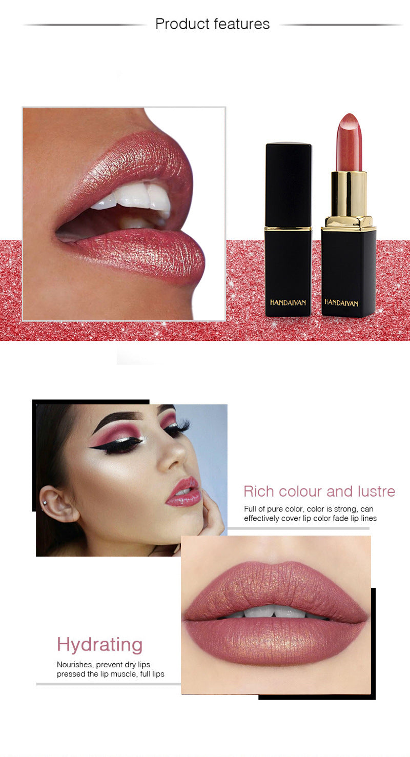 Shiny Metallic Lipstick Pearlescent Color Temperature Change Lipstick Gilt Lipstick - Hair Your Lux