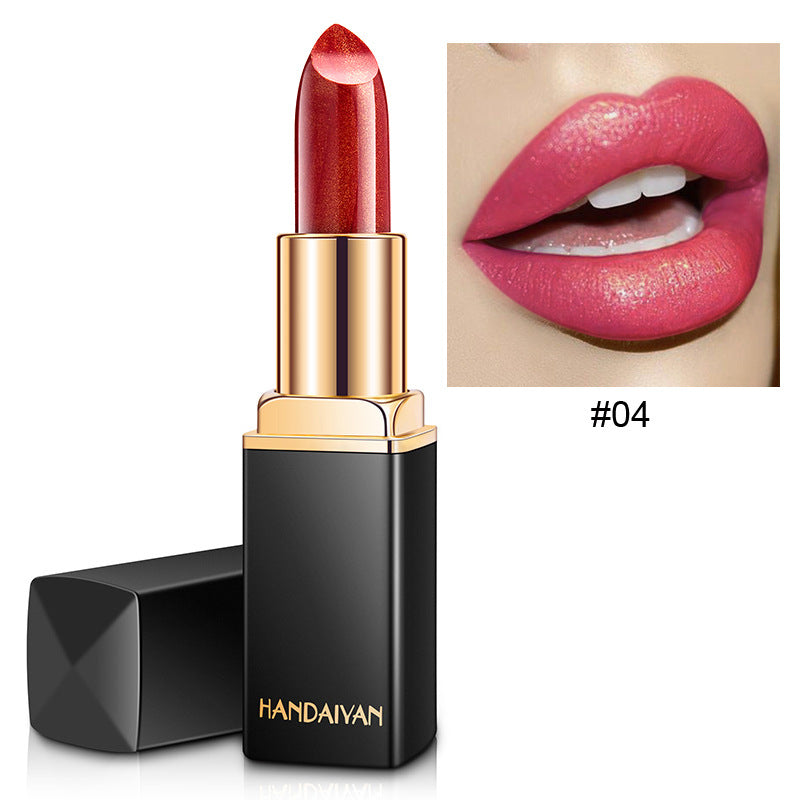 Shiny Metallic Lipstick Pearlescent Color Temperature Change Lipstick Gilt Lipstick - Hair Your Lux