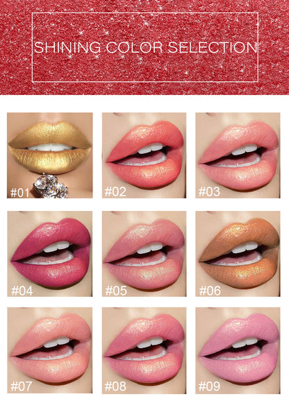 Shiny Metallic Lipstick Pearlescent Color Temperature Change Lipstick Gilt Lipstick - Hair Your Lux