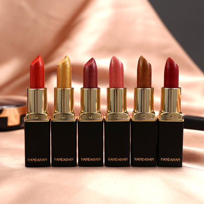 Shiny Metallic Lipstick Pearlescent Color Temperature Change Lipstick Gilt Lipstick - Hair Your Lux