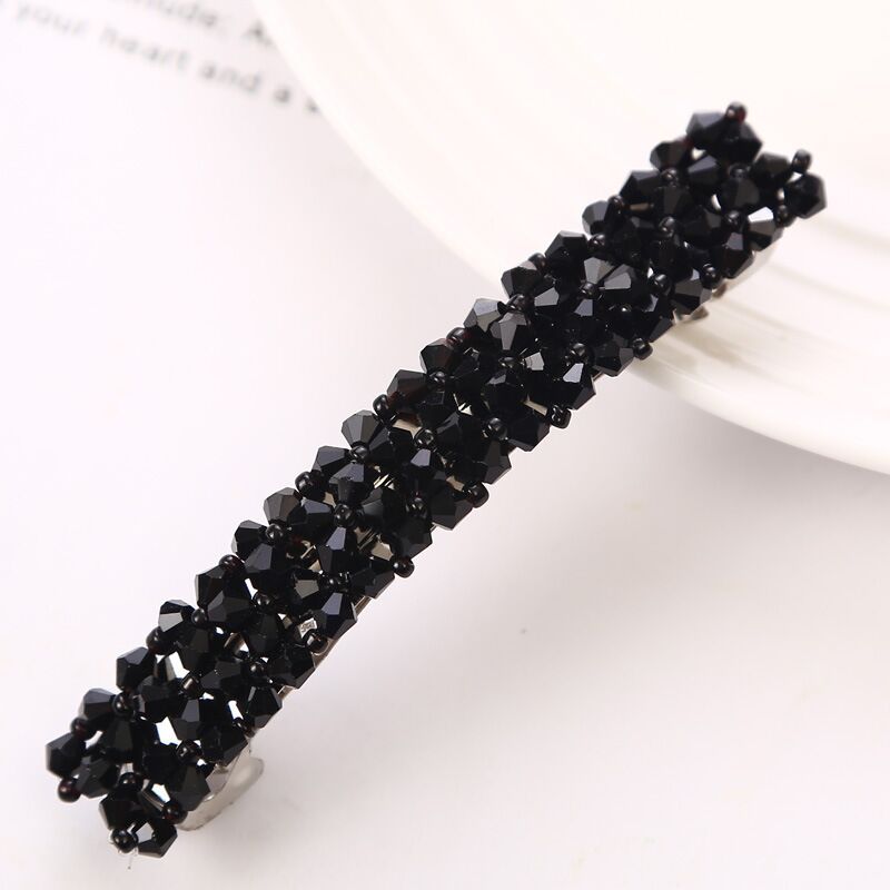 Hairpin Four Rows Of Crystal Braided Spring Clip Hair Accessories For Women - Hair Your Lux