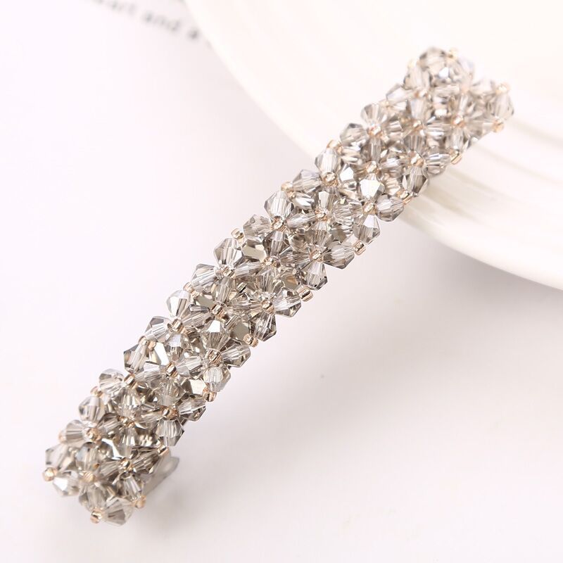 Hairpin Four Rows Of Crystal Braided Spring Clip Hair Accessories For Women - Hair Your Lux