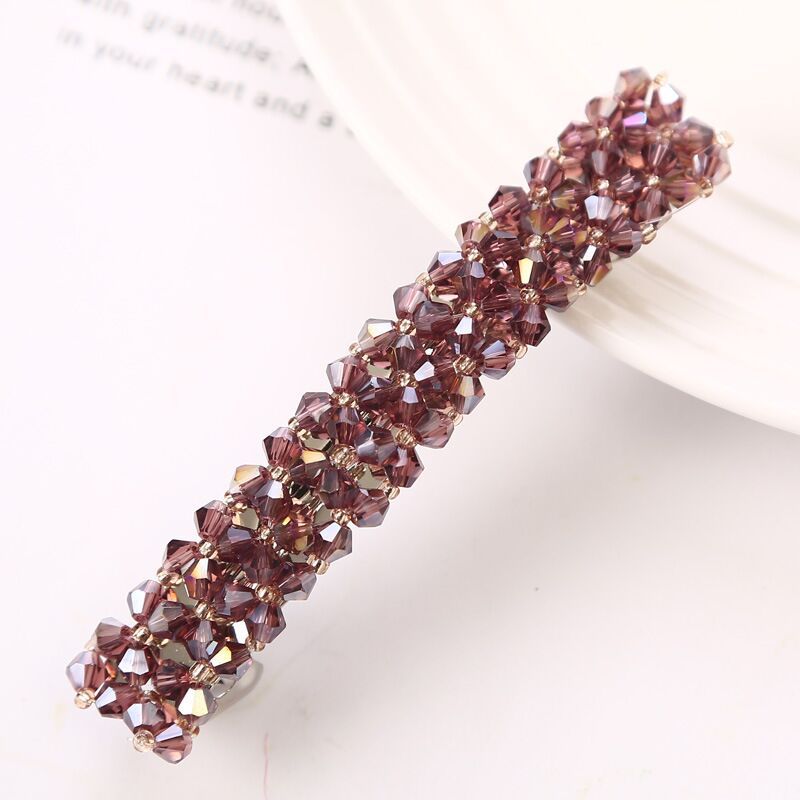 Hairpin Four Rows Of Crystal Braided Spring Clip Hair Accessories For Women - Hair Your Lux