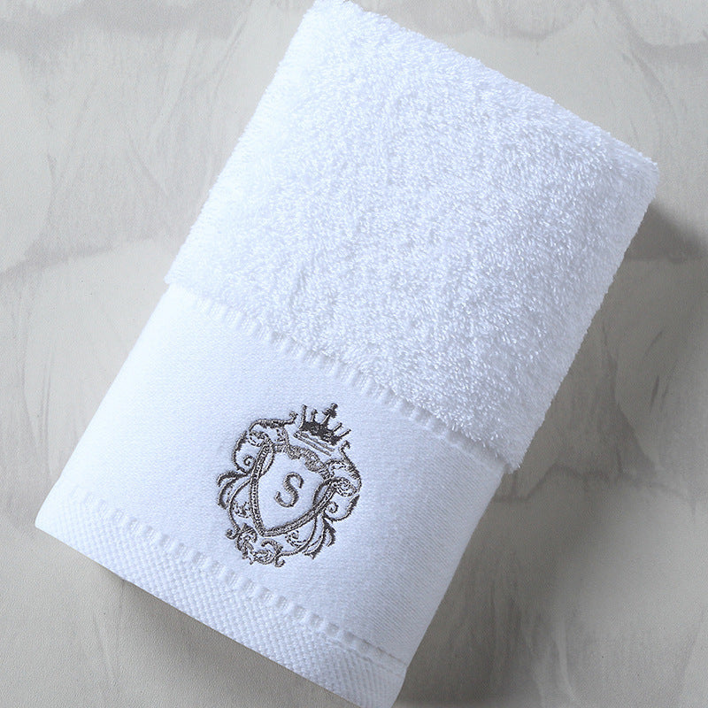 Pure Cotton Bath Towel Oversized Embroidered Absorbent Facial Towel - Hair Your Lux