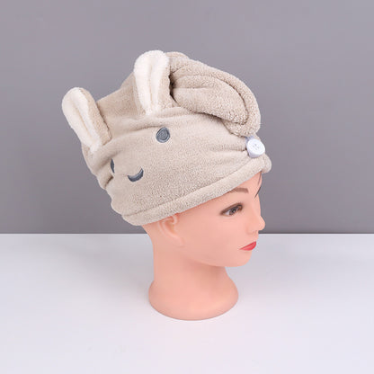 Rabbit Ear Dry Hair Cap Absorbent And Quick-drying Coral Fleece Dry Hair Towel - Hair Your Lux