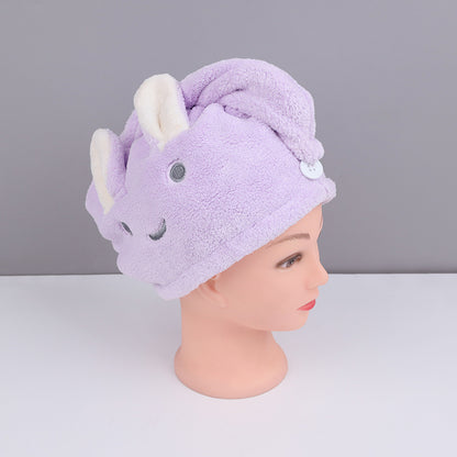 Rabbit Ear Dry Hair Cap Absorbent And Quick-drying Coral Fleece Dry Hair Towel - Hair Your Lux