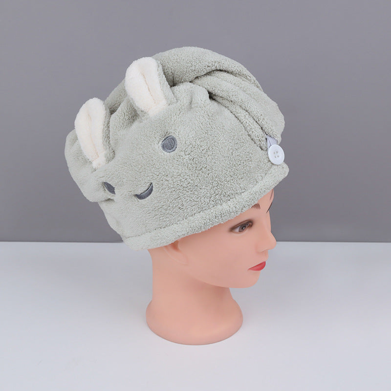 Rabbit Ear Dry Hair Cap Absorbent And Quick-drying Coral Fleece Dry Hair Towel - Hair Your Lux