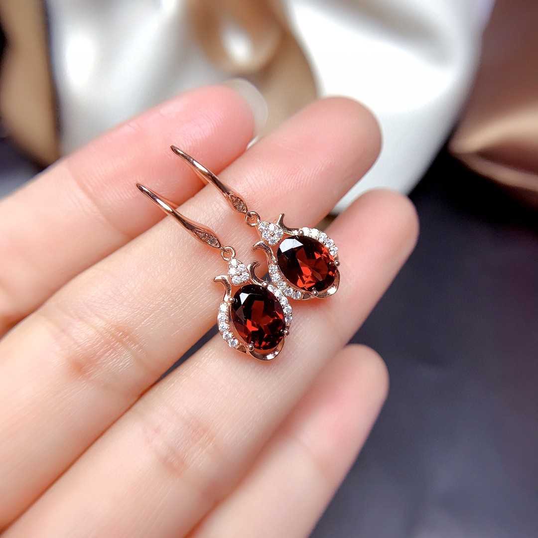 New Style Natural Mozambique Garnet Earrings For Women With All Crystals - Hair Your Lux