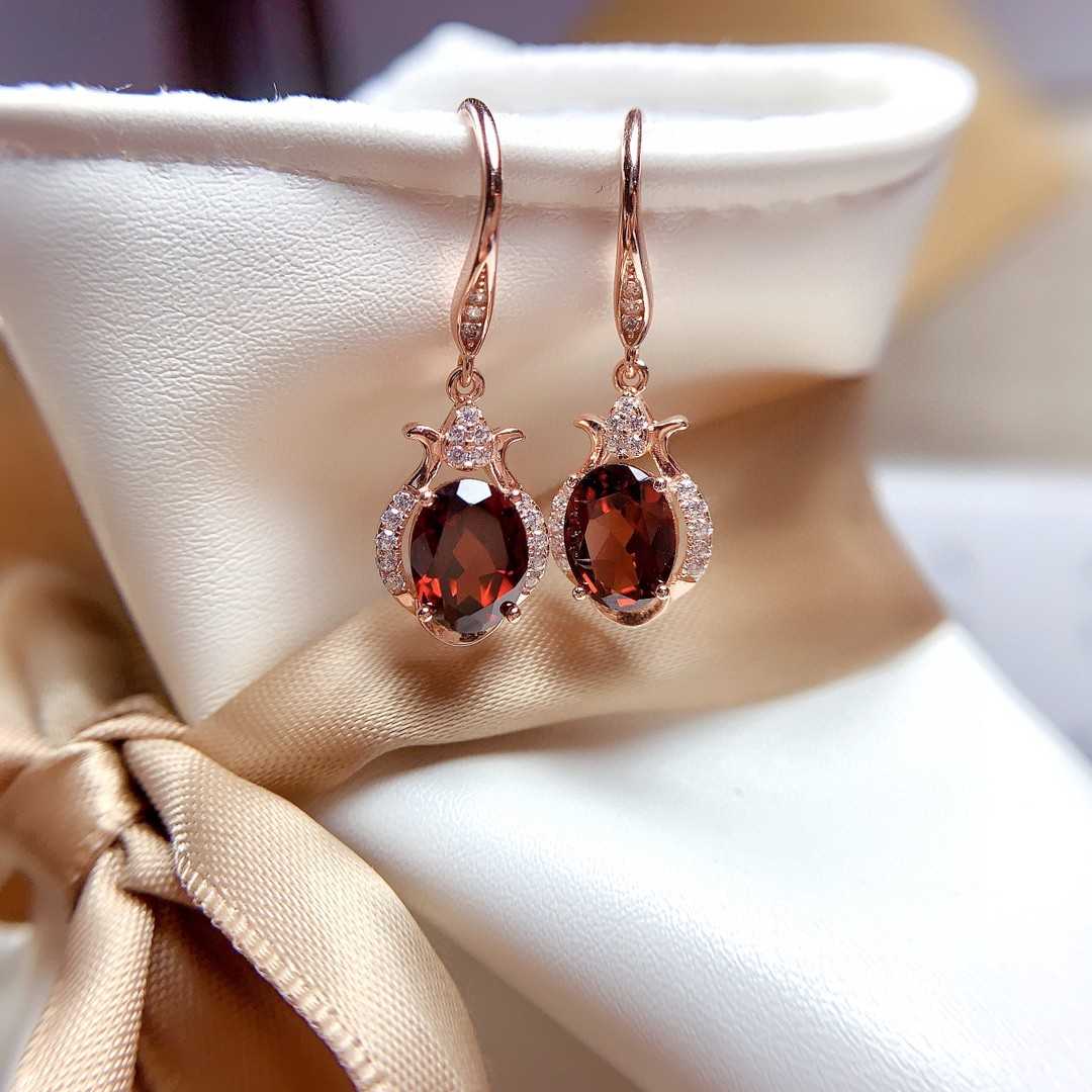 New Style Natural Mozambique Garnet Earrings For Women With All Crystals - Hair Your Lux