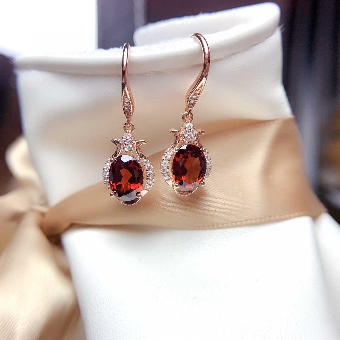 New Style Natural Mozambique Garnet Earrings For Women With All Crystals - Hair Your Lux