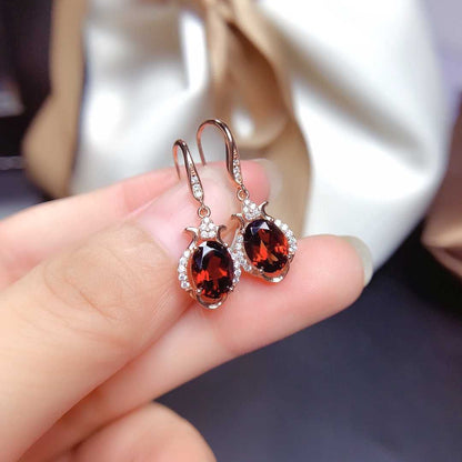 New Style Natural Mozambique Garnet Earrings For Women With All Crystals - Hair Your Lux