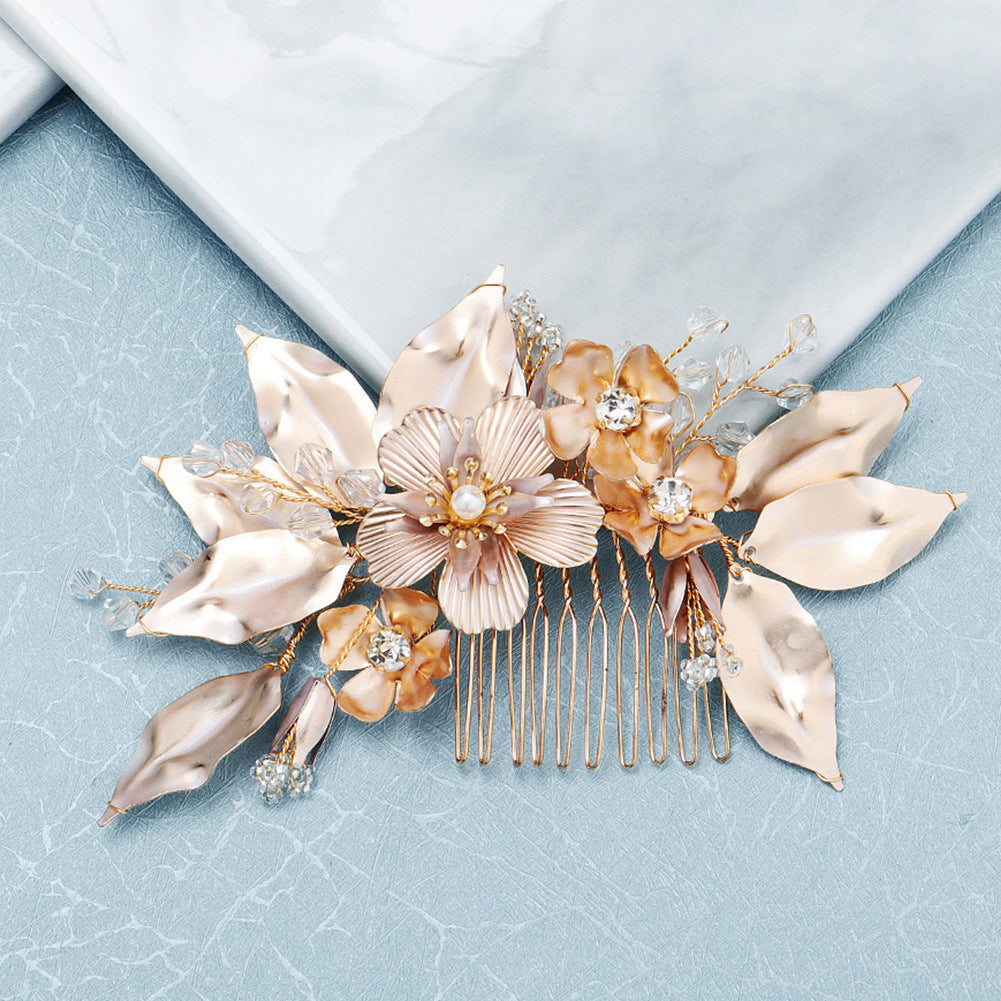 Golden Flower Hair Comb Hair Jewelry comb bridesmaid hair comb wedding hair comb rhinestone hair side combs crystal hair comb Bridal Hair Clip Comb bridal comb Princess Miss Mosaic - Hair Your Lux