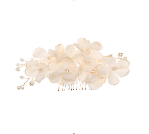 Flower cloth pearl hair comb - Hair Your Lux