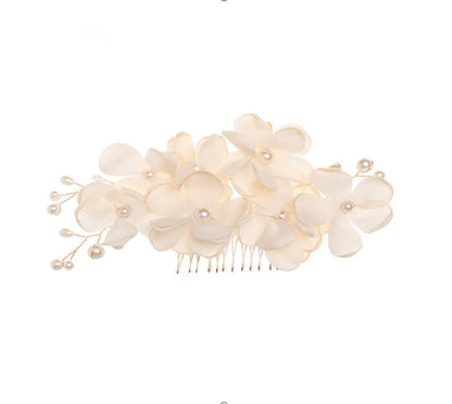 Flower cloth pearl hair comb - Hair Your Lux