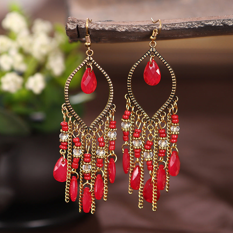 New Antique Gold Plated Long Tassel Earrings For Women - Hair Your Lux