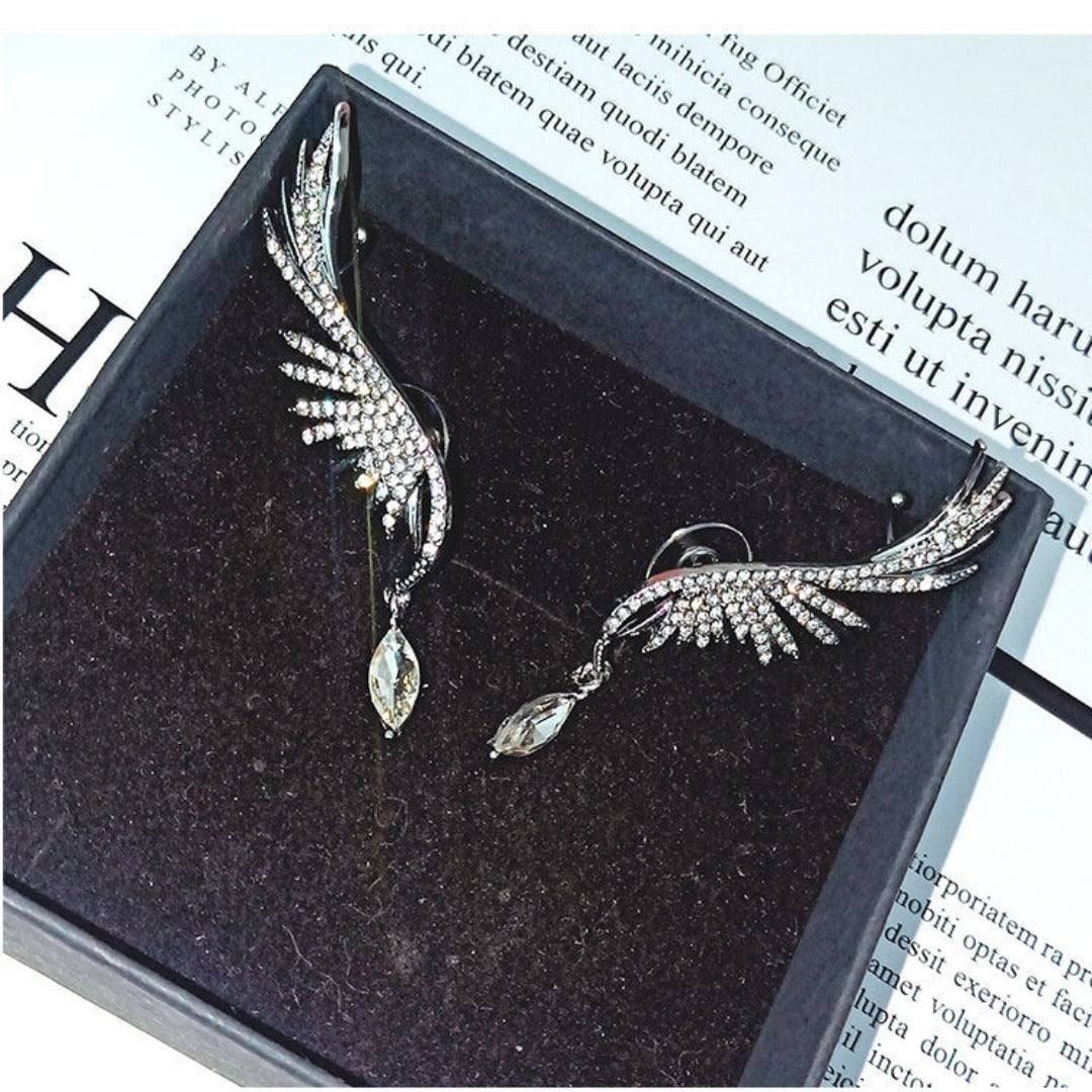 Earrings 925 Silver Needle Angel Wings Water Drop Earrings - Hair Your Lux