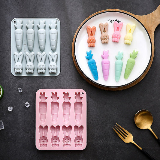 8-piece Carrot Rabbit Shape Silicone Baking Mold