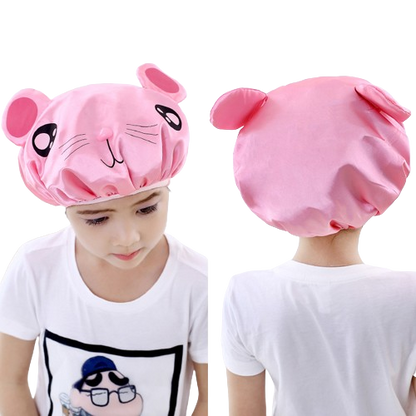 Home Kids Shower Cap, Double-Layer Waterproof Reusable Elastic Animal Bathing Shower Hat, Fun Cute Cartoon Bath Caps for Boy Girls - Hair Your Lux