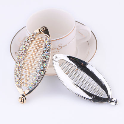 Popular Diamond Rhinestone Electroplating Fish Banana Fish-shaped Hair Clip - Hair Your Lux