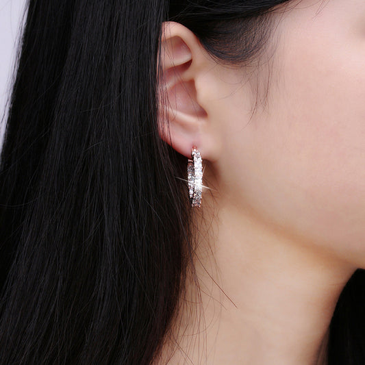 Gold-plated Copper Fashion Earrings, Diamond-set Zircons, Thin Earrings For Women - Hair Your Lux