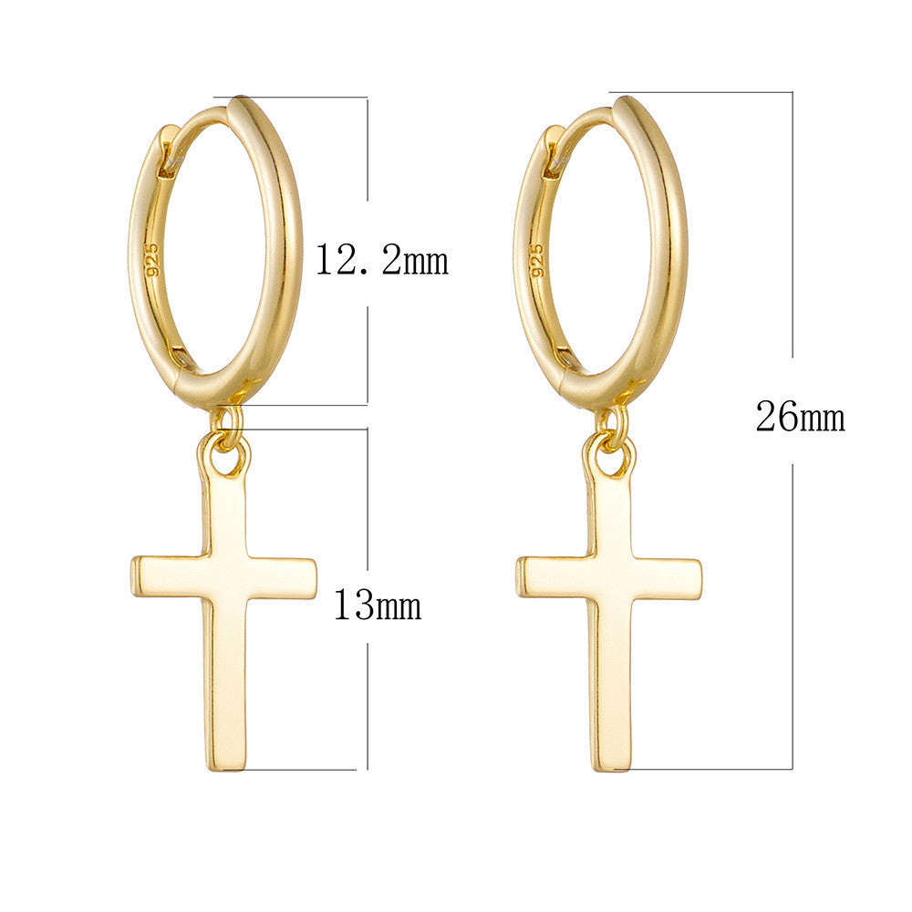 European And American S925 Sterling Silver Cross Earrings Earrings For Women - Hair Your Lux