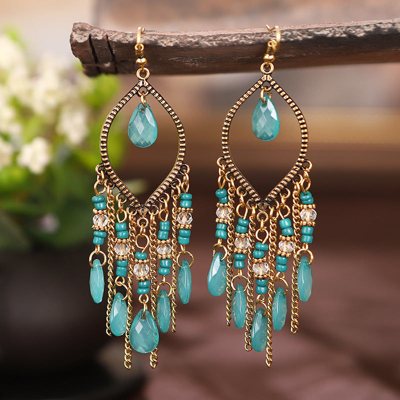 New Antique Gold Plated Long Tassel Earrings For Women - Hair Your Lux