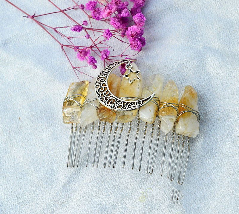 Premium Handmade Crown Moon Hollow Star Hair Comb - Hair Your Lux