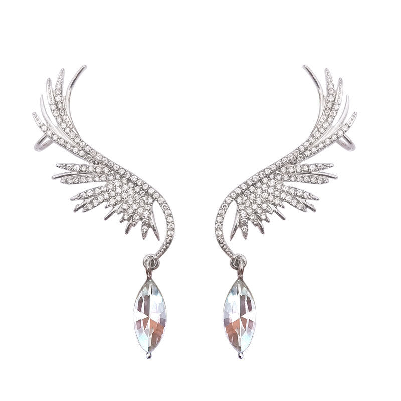 Earrings 925 Silver Needle Angel Wings Water Drop Earrings - Hair Your Lux