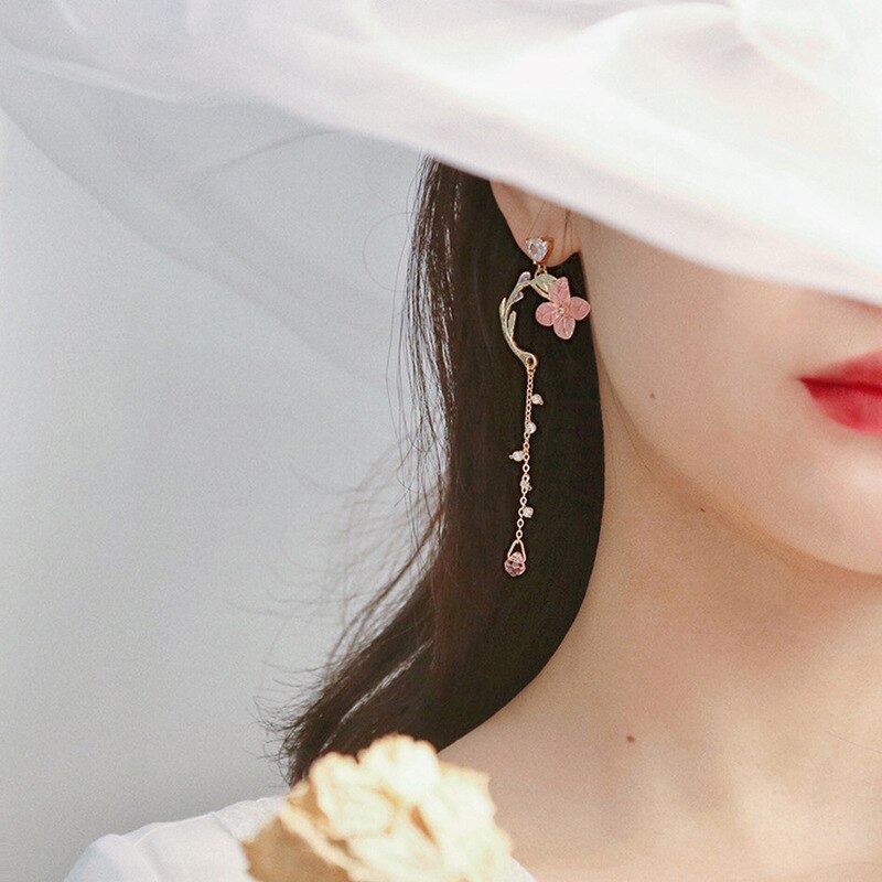 Korean Vintage Metal Flower Long Dangle Earrings For Women Girls Brincos Temperament Pendientes Mujer Jewelry - Hair Your Lux