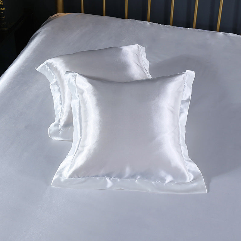 Pure color silk square pillowcase