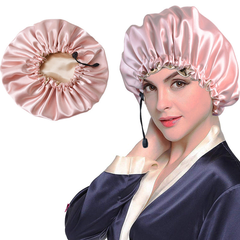 Shower Cap Soft Silk Dual-use Bath Cap Chemotherapy Cap For Hair cleansing - Hair Your Lux