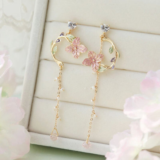 Korean Vintage Metal Flower Long Dangle Earrings For Women Girls Brincos Temperament Pendientes Mujer Jewelry - Hair Your Lux