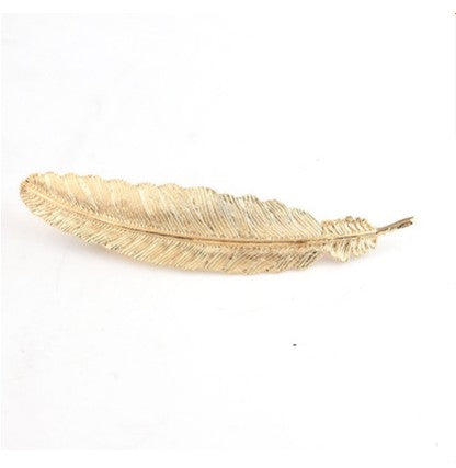 Metal Silver and Gold Color Feather Hair Clip Barette Decorative Headwear French Hair Accessories for Women and Girls Headdress - Hair Your Lux