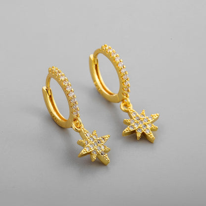 Silver Shiny Star Hoop Earrings For Women Hot Danity Gold Silver Color Party Jewelry - Hair Your Lux