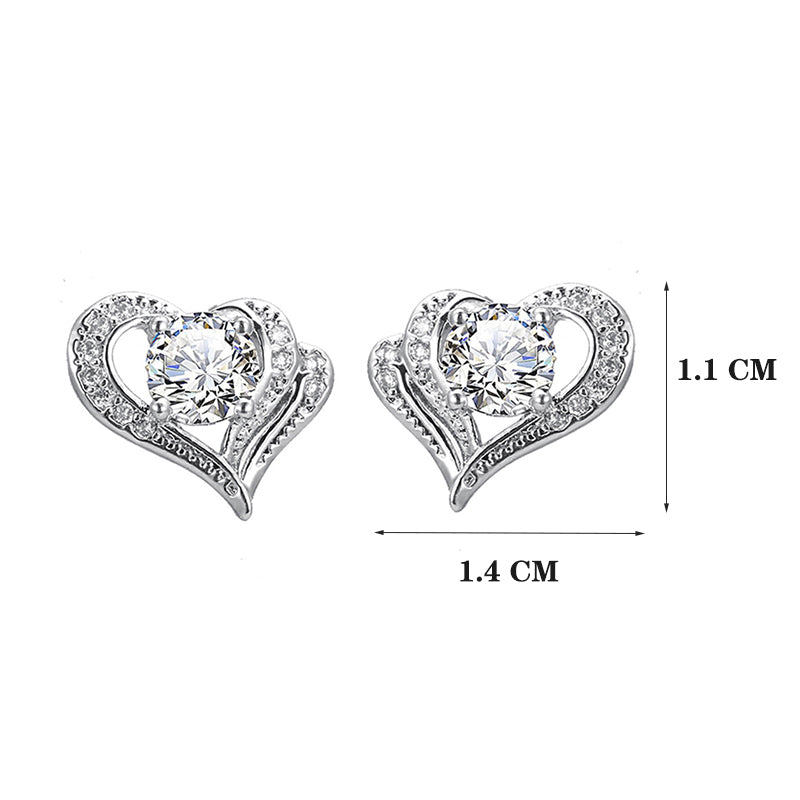 Fashion Hollow Heart Rhinestone Stud Earrings For Women - Hair Your Lux