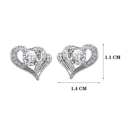 Fashion Hollow Heart Rhinestone Stud Earrings For Women - Hair Your Lux