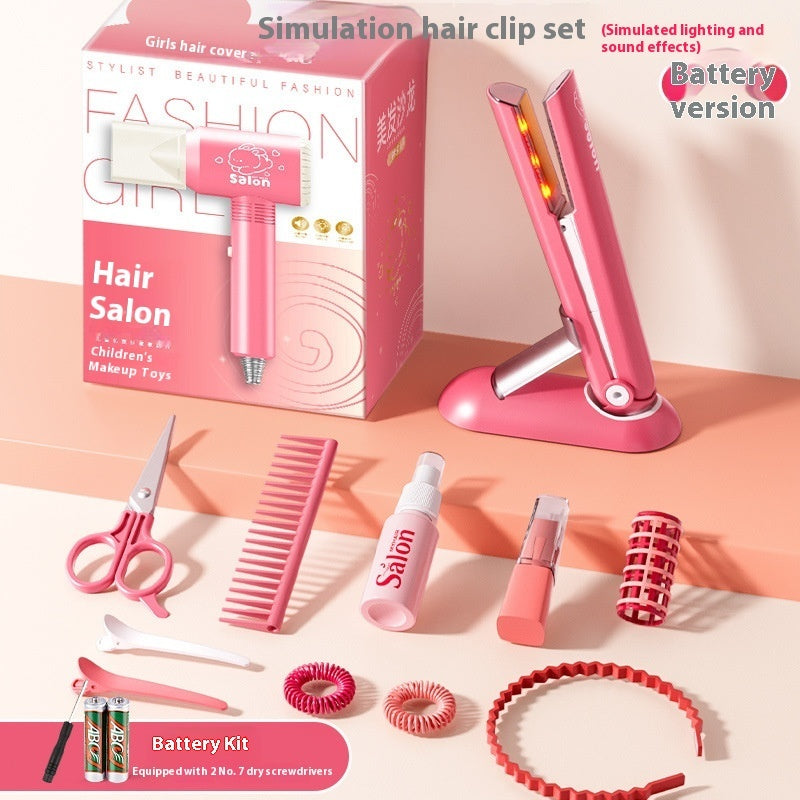 Children's Hairdressers Salon Barber Set Hair Dryer Clip Hair Curler Toy Suit