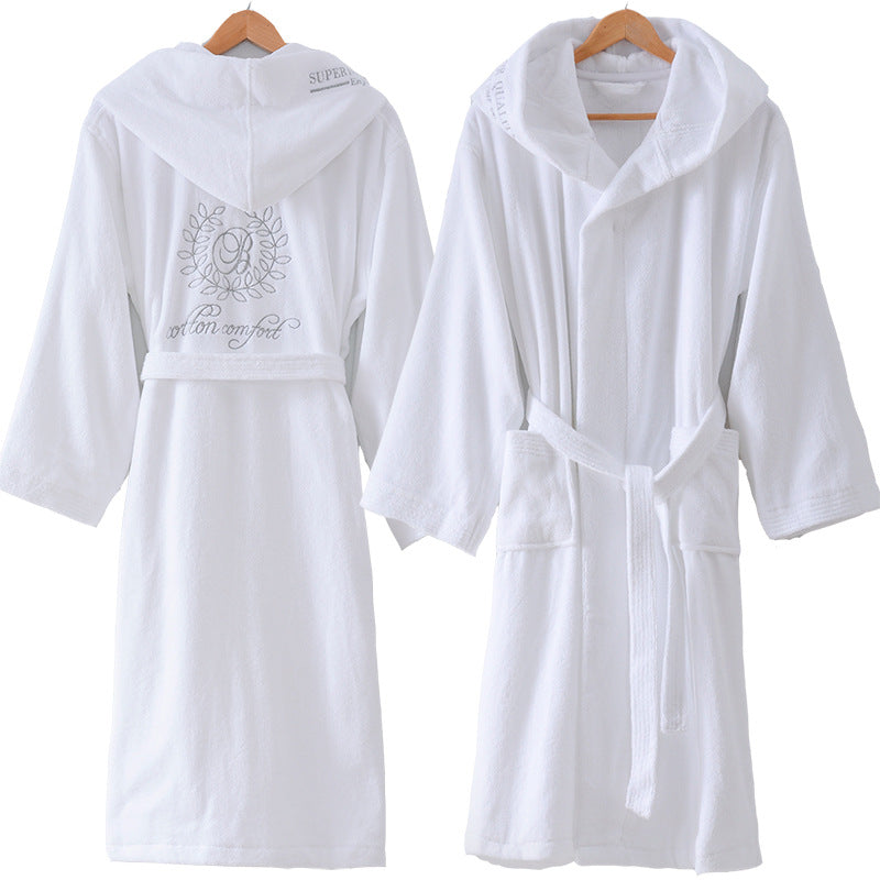 Cotton Bathrobe Thick Towel Material With Hood - Hair Your Lux