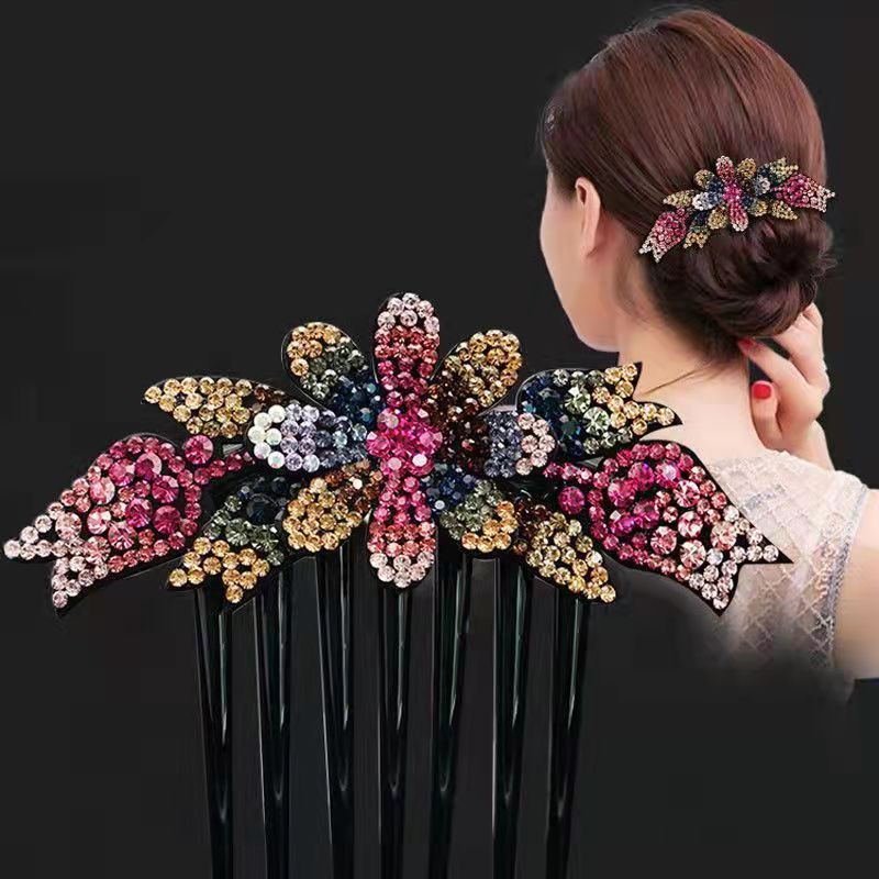 Women's Fashion Casual Rhinestone Anti-slip Hair Comb - Hair Your Lux