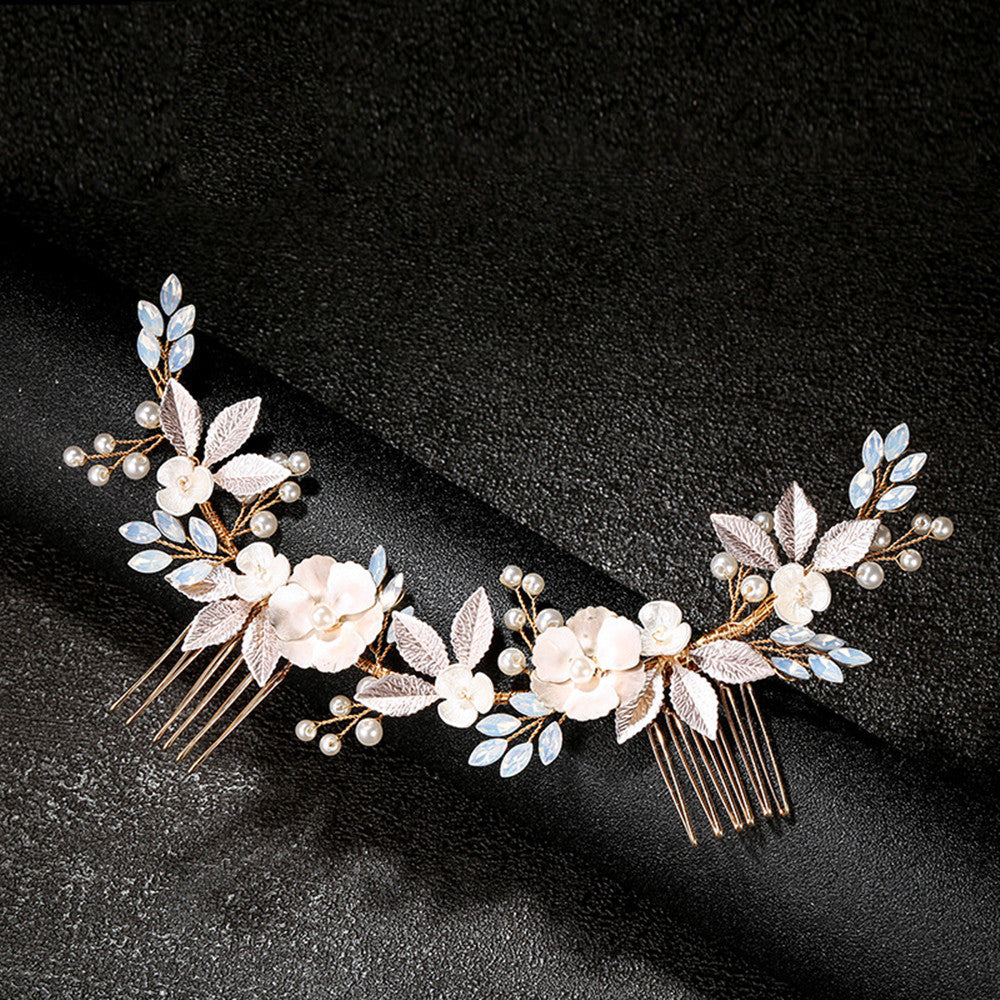 Headpiece Gold Leaf Hair Comb Accessory Pearl - Hair Your Lux