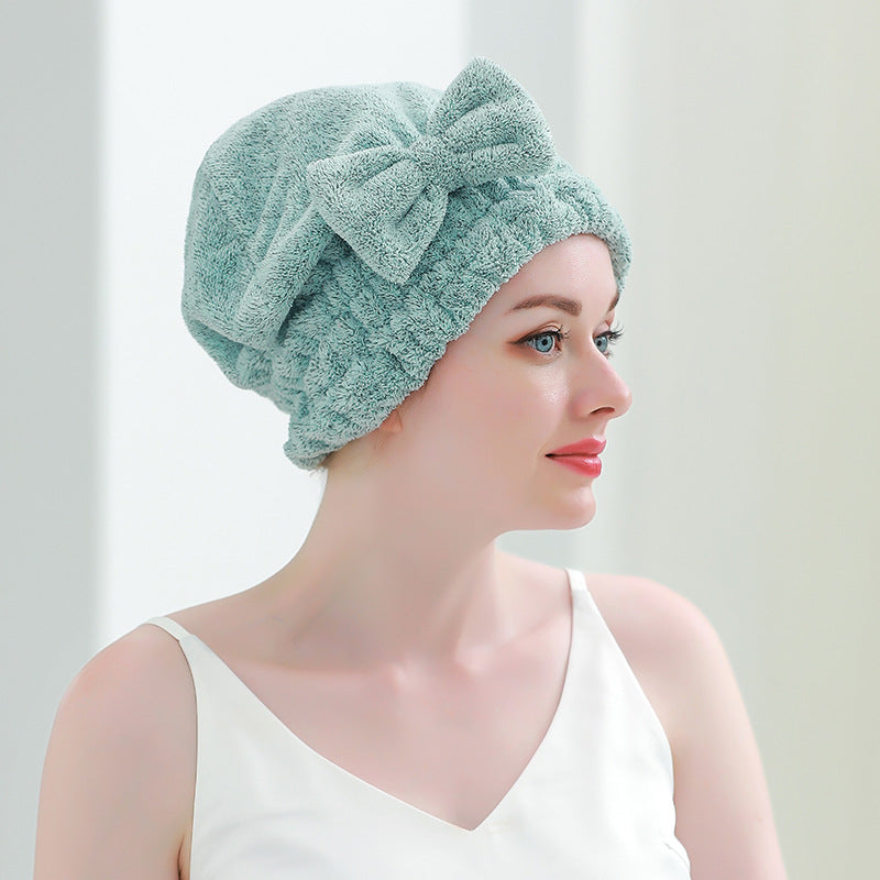 Microfiber Hair Drying Towels, Super Absorbent Turban Hair Towel Cap, Quick Dry Head Wrap With Bow-Knot Shower Cap For Curly, Long, Thick Hair & Wet Hair - Hair Your Lux