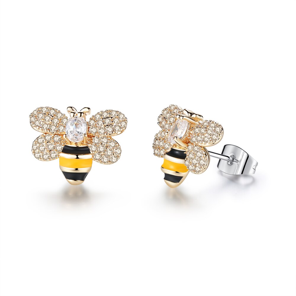 Crystal Bumble Bee Stud Earrings - Hair Your Lux