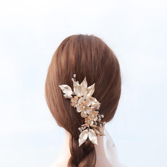 Golden Flower Hair Comb Hair Jewelry comb bridesmaid hair comb wedding hair comb rhinestone hair side combs crystal hair comb Bridal Hair Clip Comb bridal comb Princess Miss Mosaic - Hair Your Lux